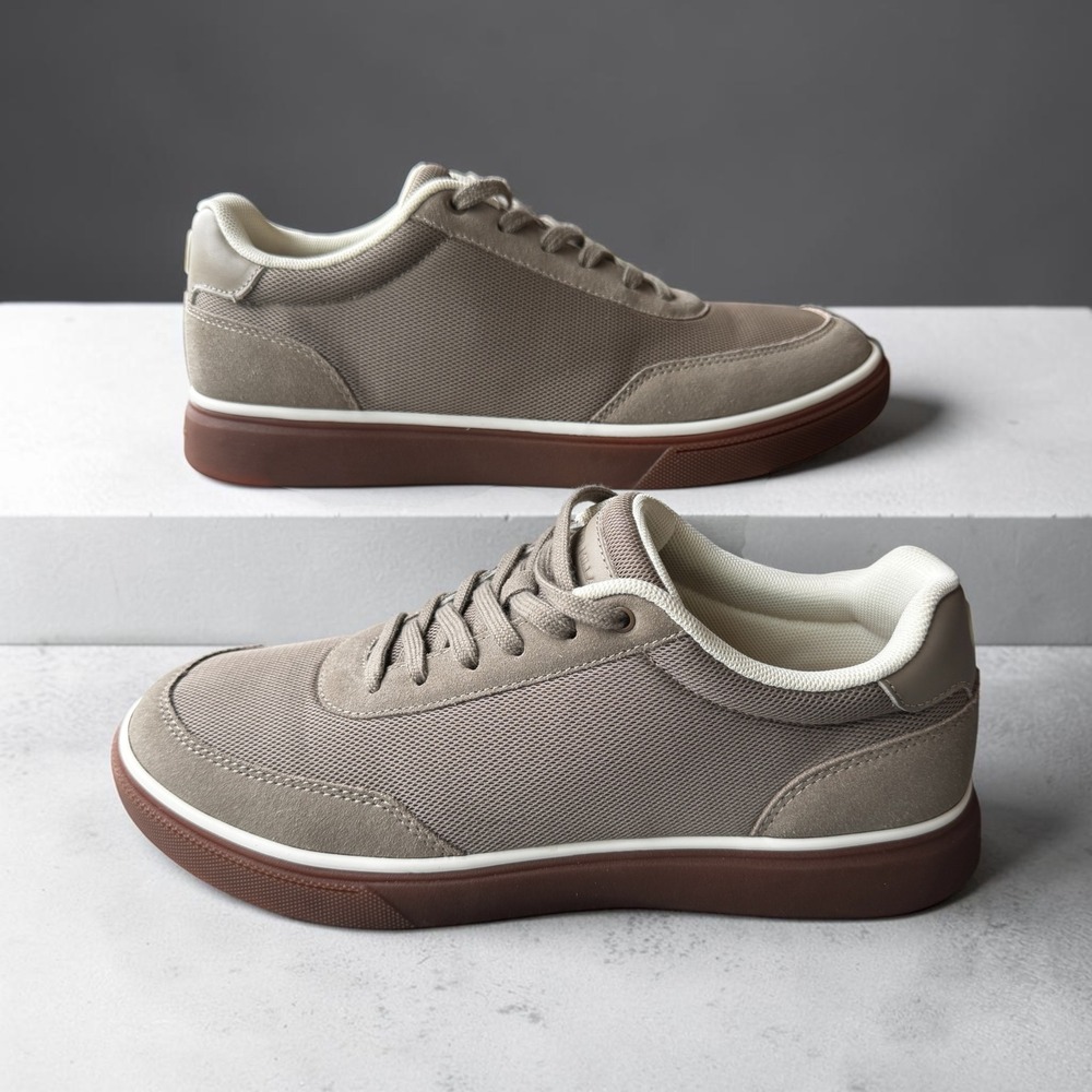Peter Millar Morel Leather Fabric Sneakers Mens 10 MA26EF20 Taupe Low Top Shoes